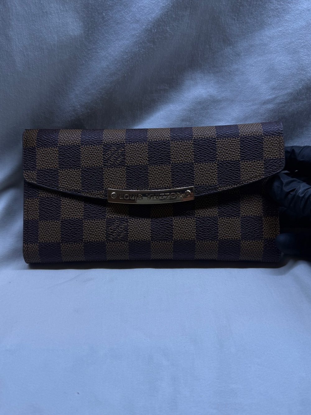 Louis Vuitton Brown Checkered Damier Ebene Flap Wallet